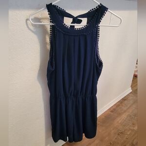 Society Girl Size M Summer Shorts Romper Navy Blue Full Lining
